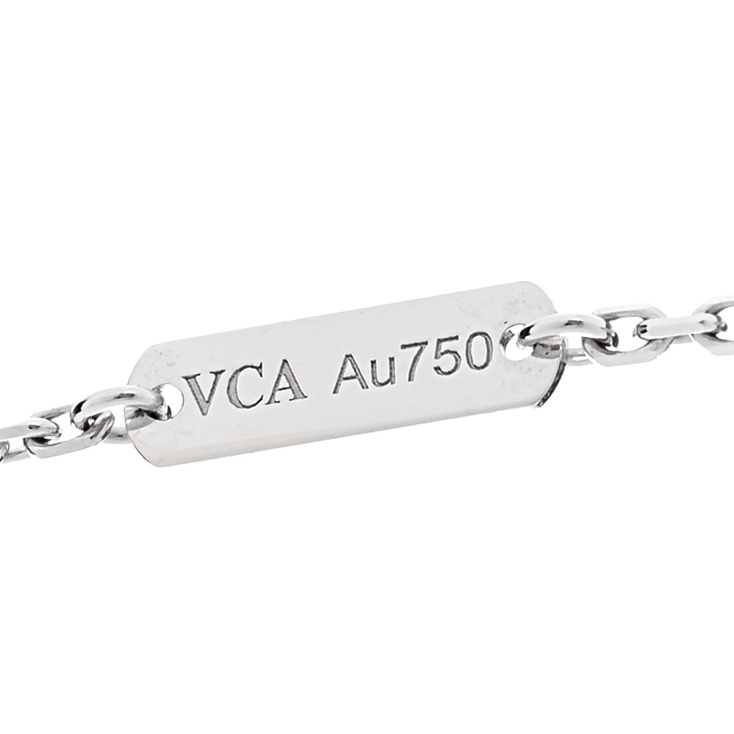 18K White Gold Mother Of Pearl Vintage Alhambra Pendant Necklace