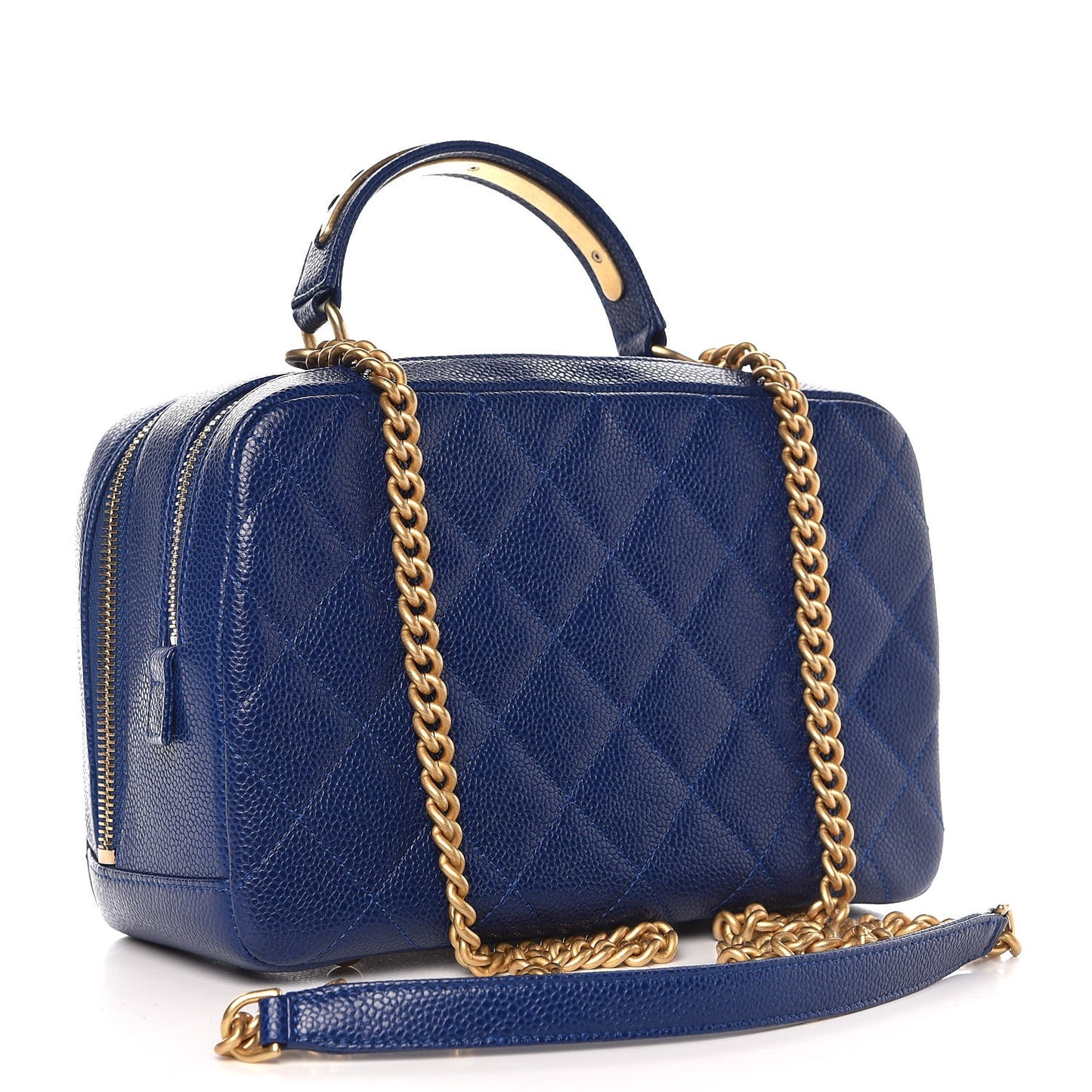 Caviar Quilted Small Carry Around Bowling Bag Blue
