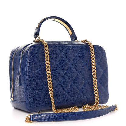 Chanel Caviar Quilted Small Carry Around Bowling Bag Blue 3 of 8