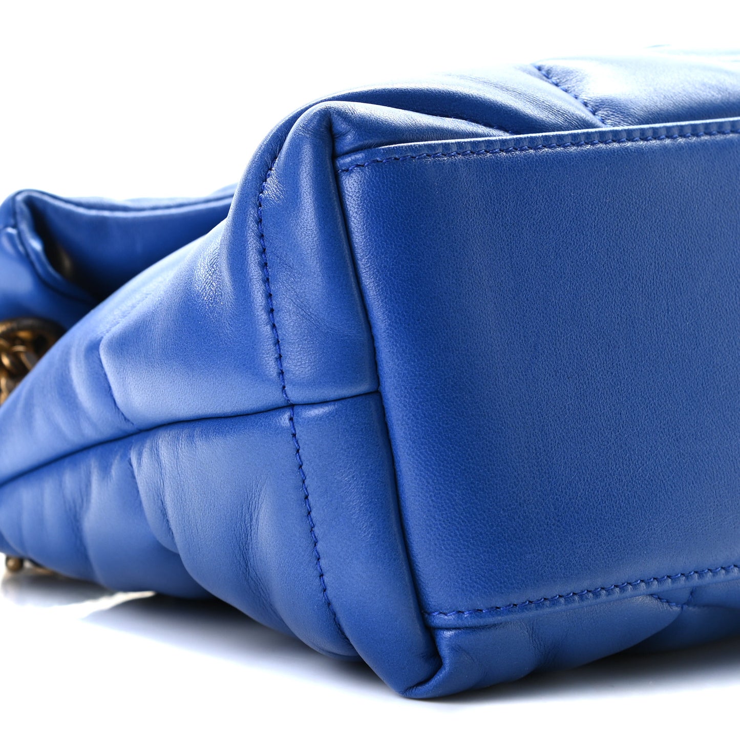Lambskin Quilted Small Loulou Puffer Monogram Chain Satchel Majorele Blue