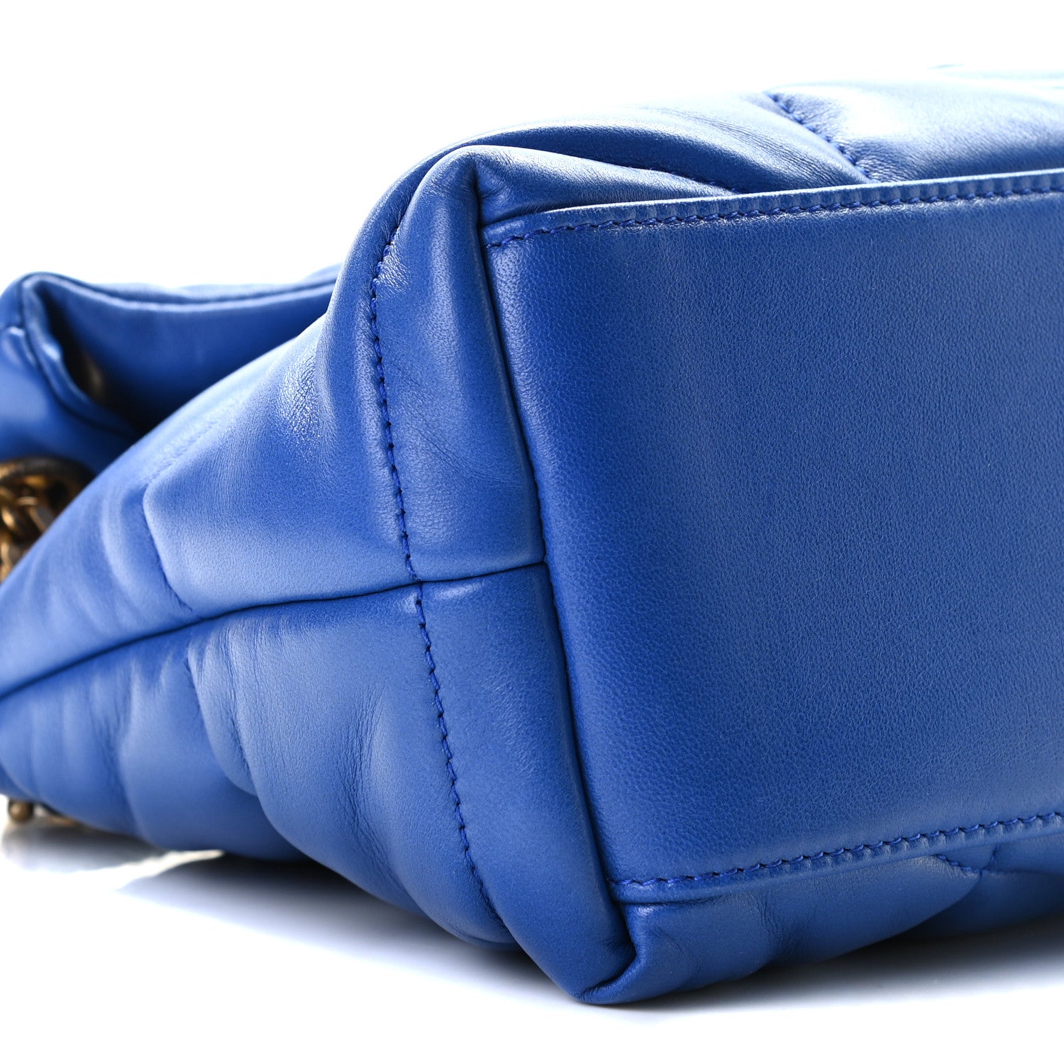 Saint Laurent Lambskin Quilted Small Loulou Puffer Monogram Chain Satchel Majorele Blue 6 of 11