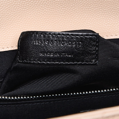 Saint Laurent Grain De Poudre Large Triquilt Monogram Satchel Dark Beige 7 of 7