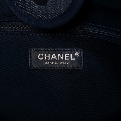 Chanel Denim Medium Deauville Tote Blue Orange 6 of 12