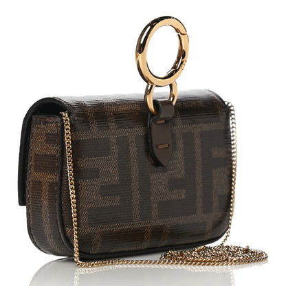 Fendi Glazed Fabric FF 1974 Nano Baguette Charm Mogano Panna 3 of 10