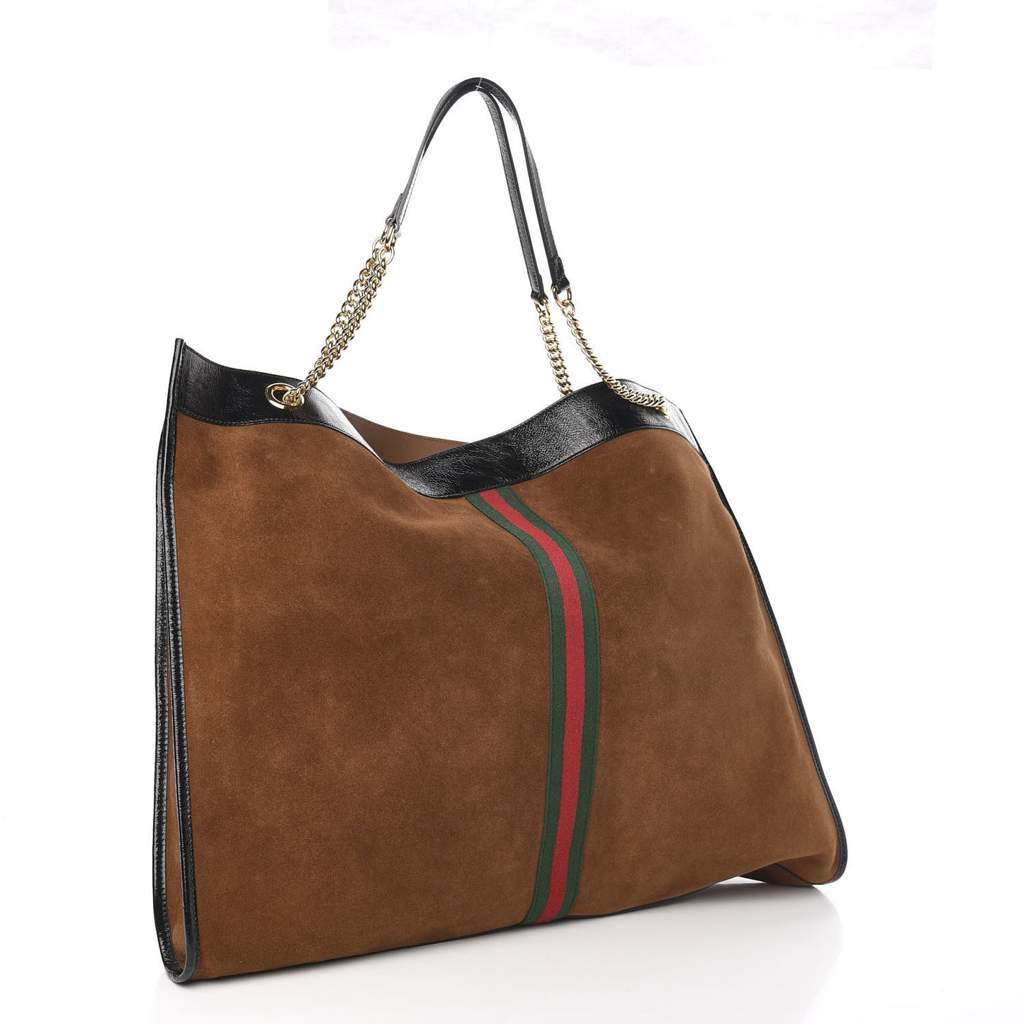 Suede Patent Maxi Rajah Chain Tote Nocciola Black