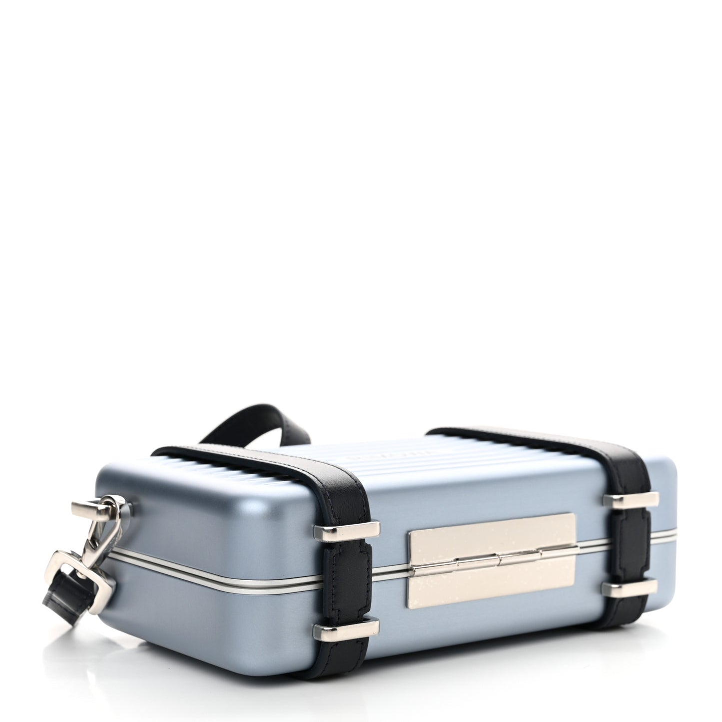 X RIMOWA Aluminum Personal Clutch On Strap Bleu