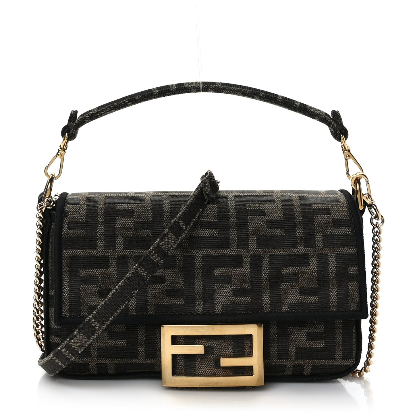 Fabric Jacquard FF 1974 Mini Baguette Tobacco Moro Black