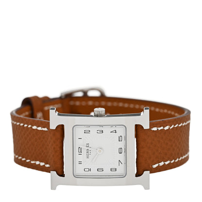 Hermes Stainless Steel Epsom 21mm Heure H Hour Quartz Watch Gold 2 of 4