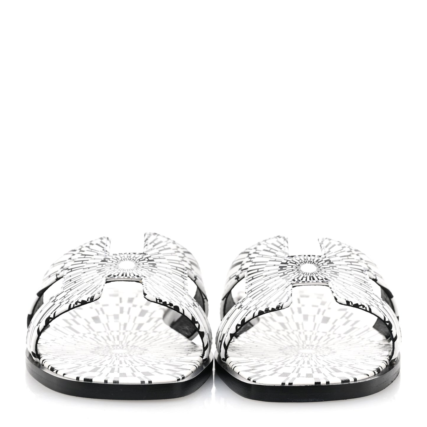 Calfskin Printed Op'H Oran Sandals 36 Black White