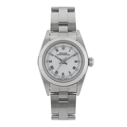Rolex Stainless Steel 24mm Oyster Perpetual Watch White Roman 76080 1 of 4