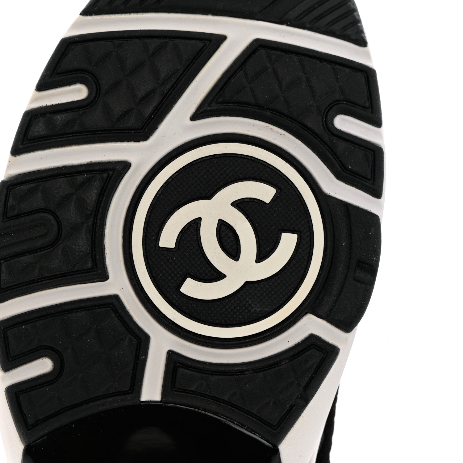 Chanel Nylon Suede Calfskin Printed CC Sneakers 39.5 White Black 8 of 13