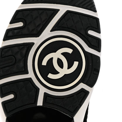 Chanel Nylon Suede Calfskin Printed CC Sneakers 39.5 White Black 8 of 13
