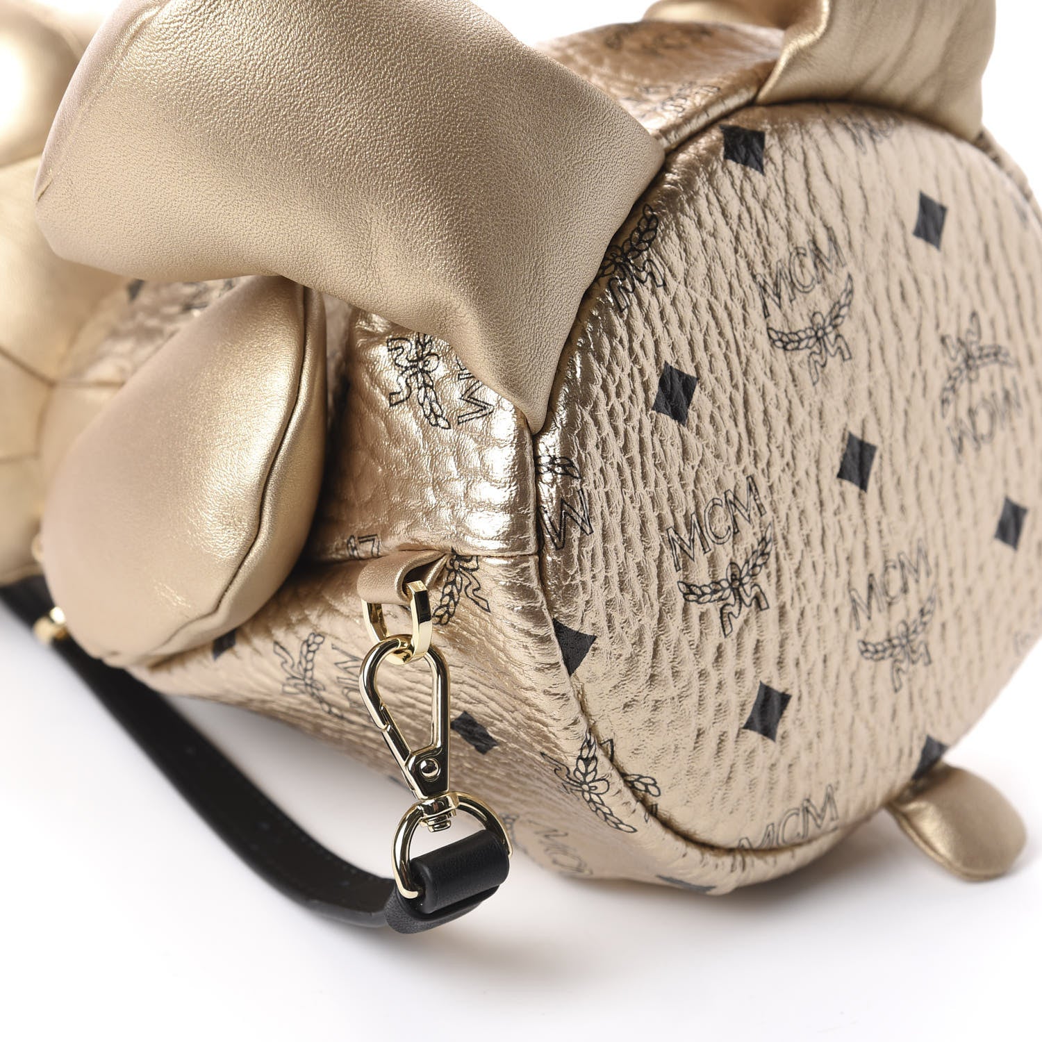 MCM Calfskin Visetos Bear Zoo Doll Backpack Gold 6 of 8