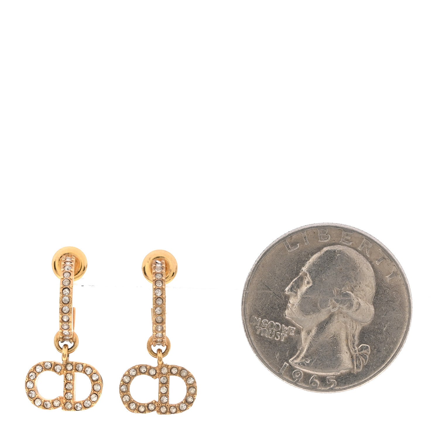 Christian Dior Crystal Clair D Lune Earrings Gold 2 of 4