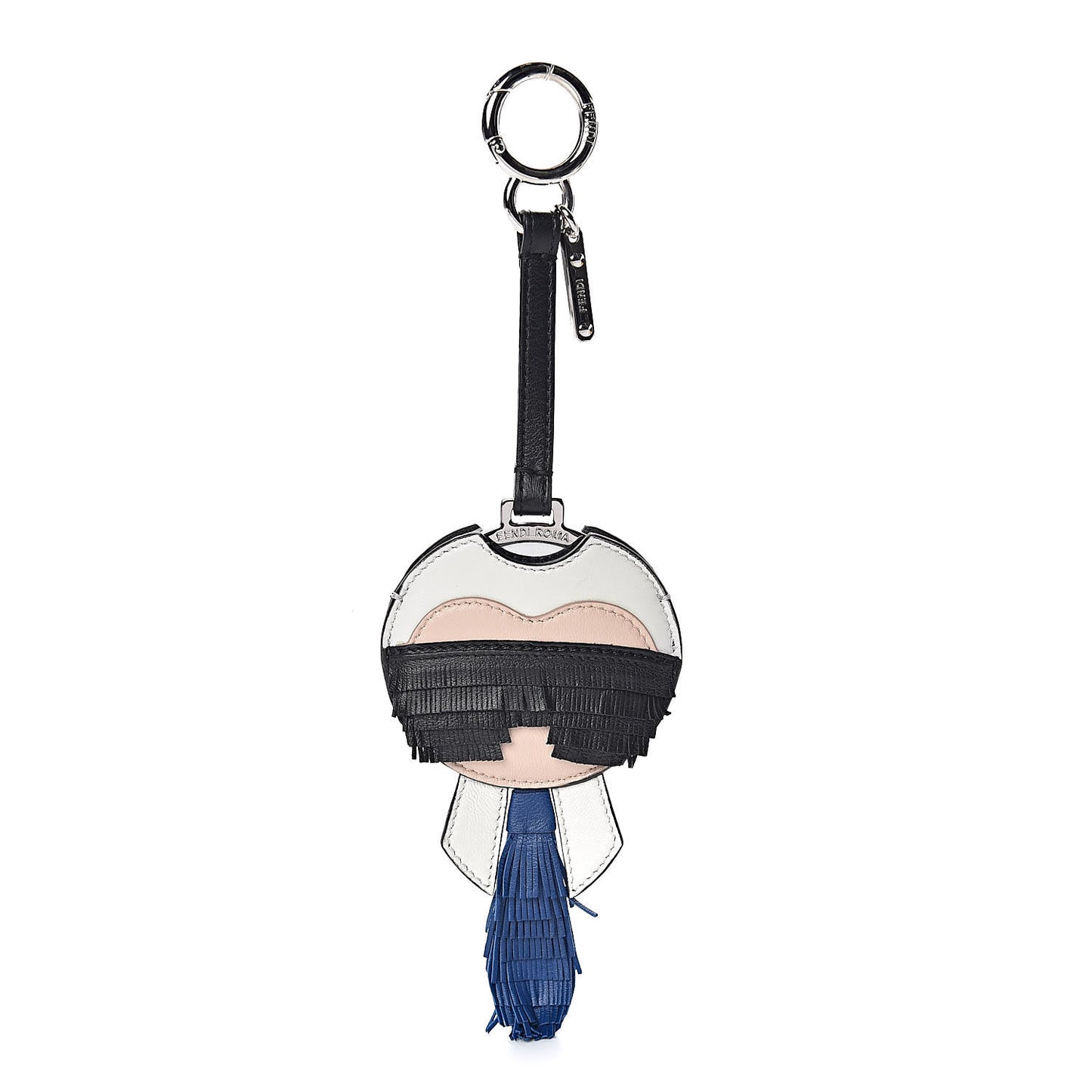 Nappa Fringe Karlito Mirror Bag Charm Zaffiro