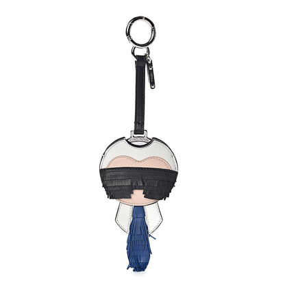 Fendi Nappa Fringe Karlito Mirror Bag Charm Zaffiro 1 of 3
