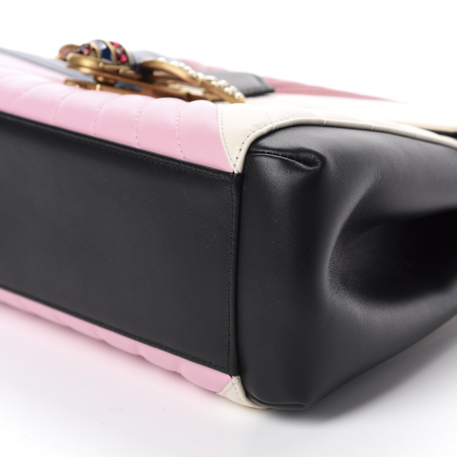 Gucci Calfskin Bamboo Trapuntata Queen Margaret Top Handle Bag Blue Agata Hibiscus Red Mystic White Sugar Pink 7 of 10
