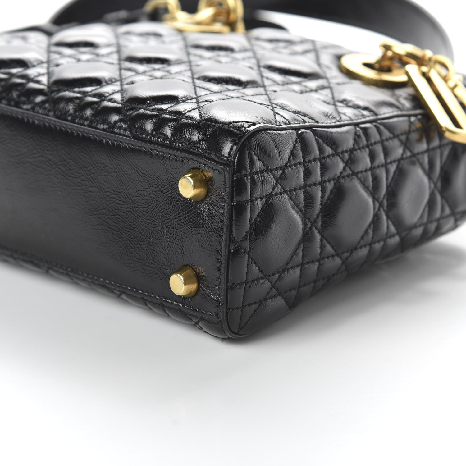 Christian Dior Crinkled Patent Cannage Small Lucky Badges My Lady Dior Black 7 of 9