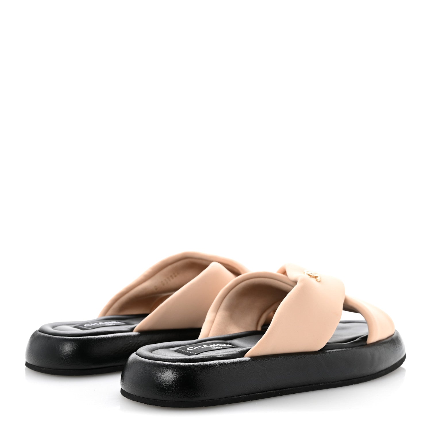 Chanel Fabric CC Mules Sandals 41 Light Beige 5 of 11