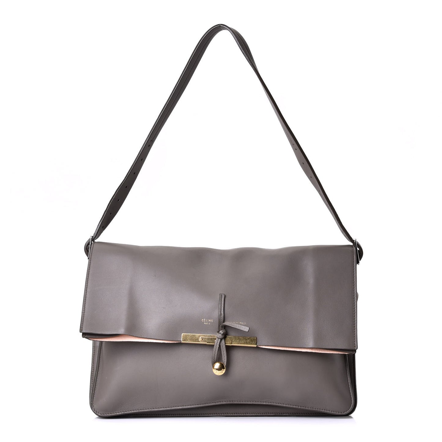 Lambskin Clasp Clutch Foldover Bag Taupe