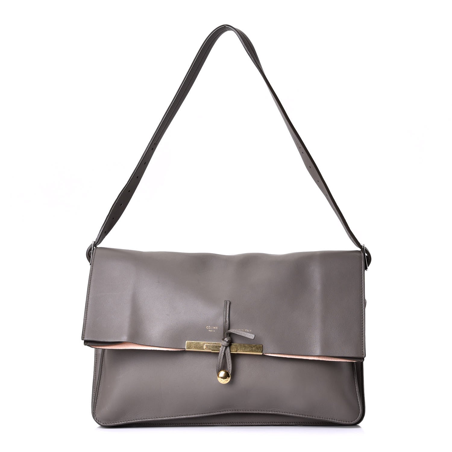 Celine Lambskin Clasp Clutch Foldover Bag Taupe 1 of 5