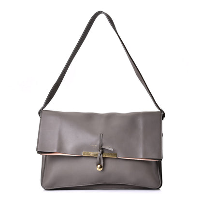 Celine Lambskin Clasp Clutch Foldover Bag Taupe 1 of 5
