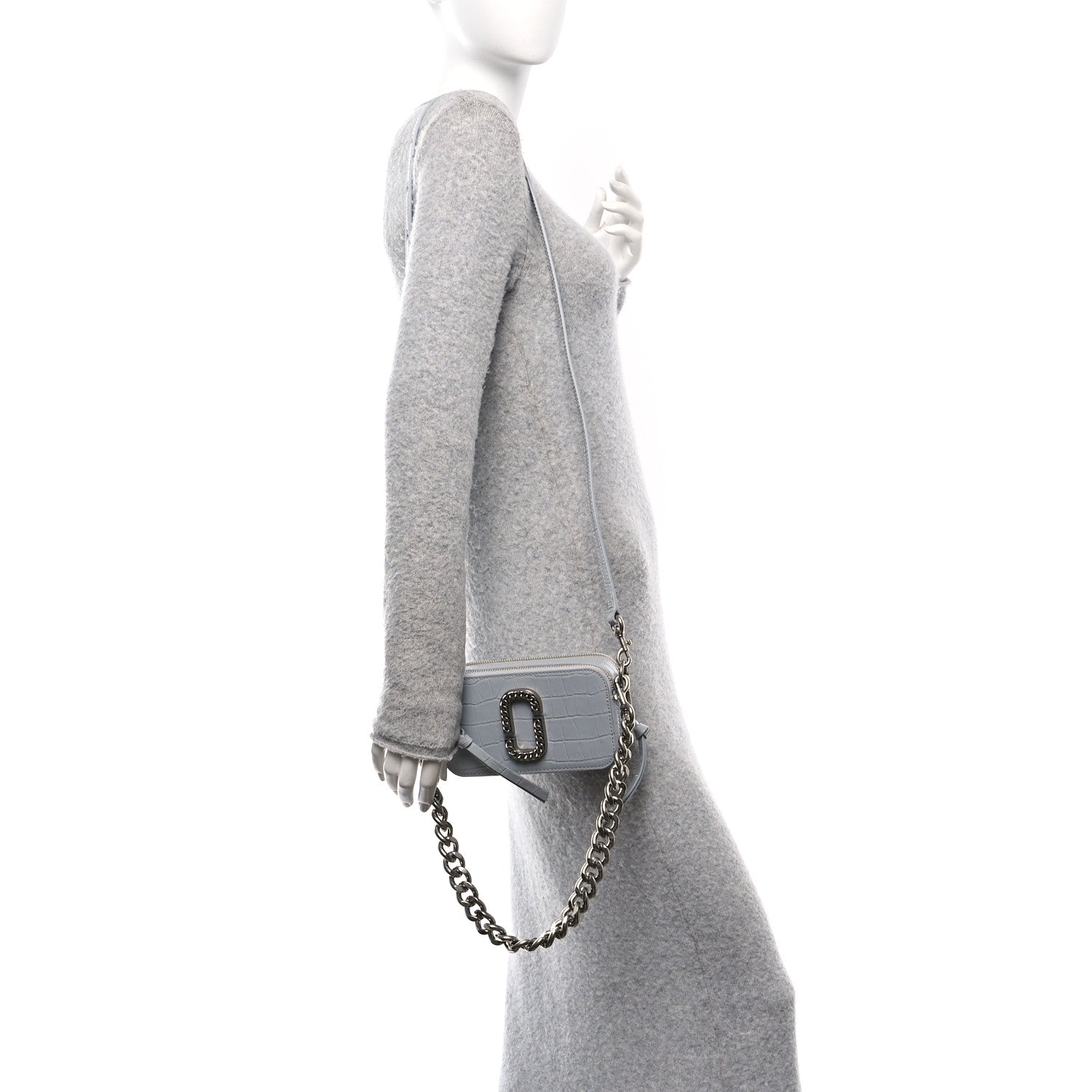 Marc Jacobs Calfskin Croc Embossed Snapshot Camera Bag Quarry 2 of 12