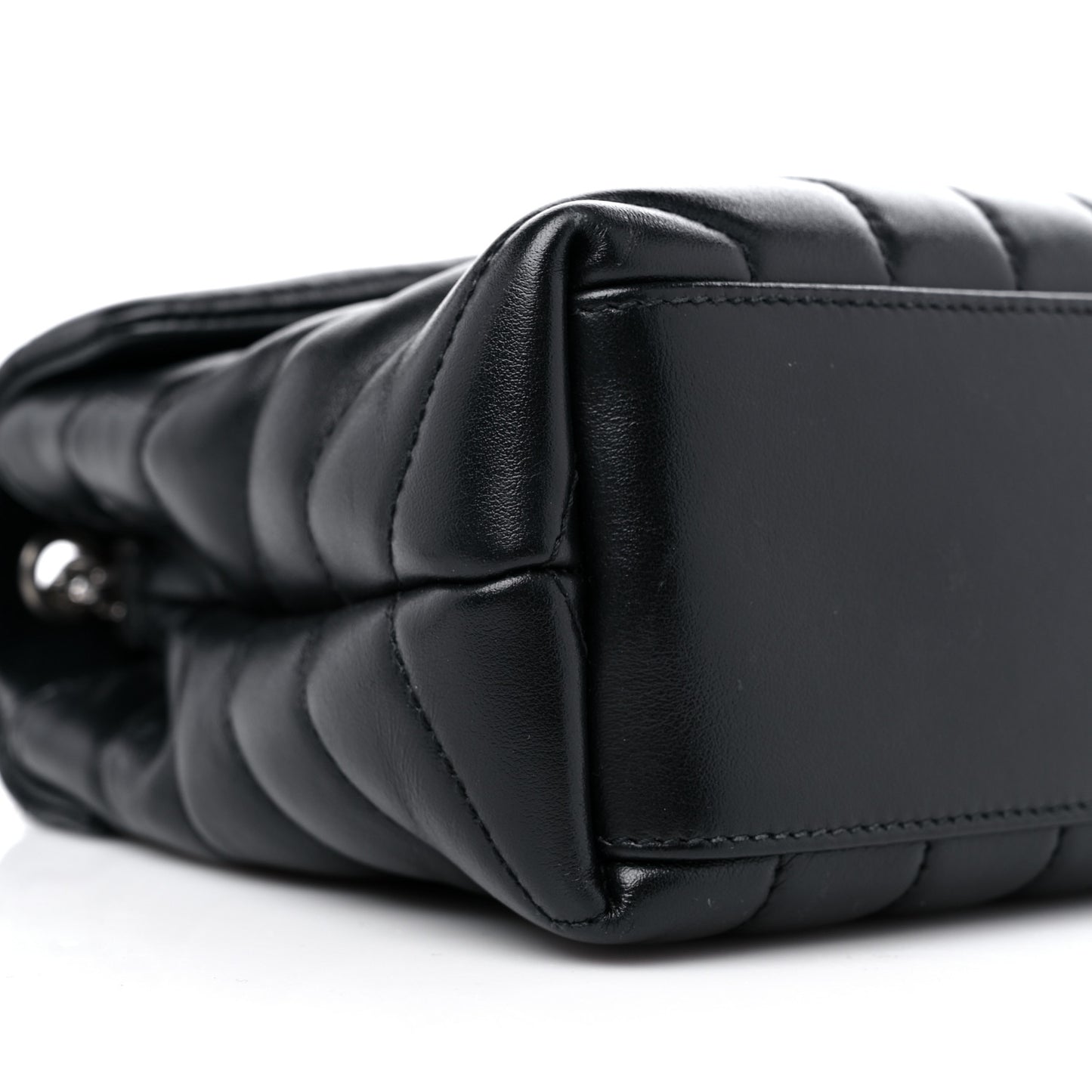 Calfskin Y Quilted Monogram Small Loulou Chain Satchel Black