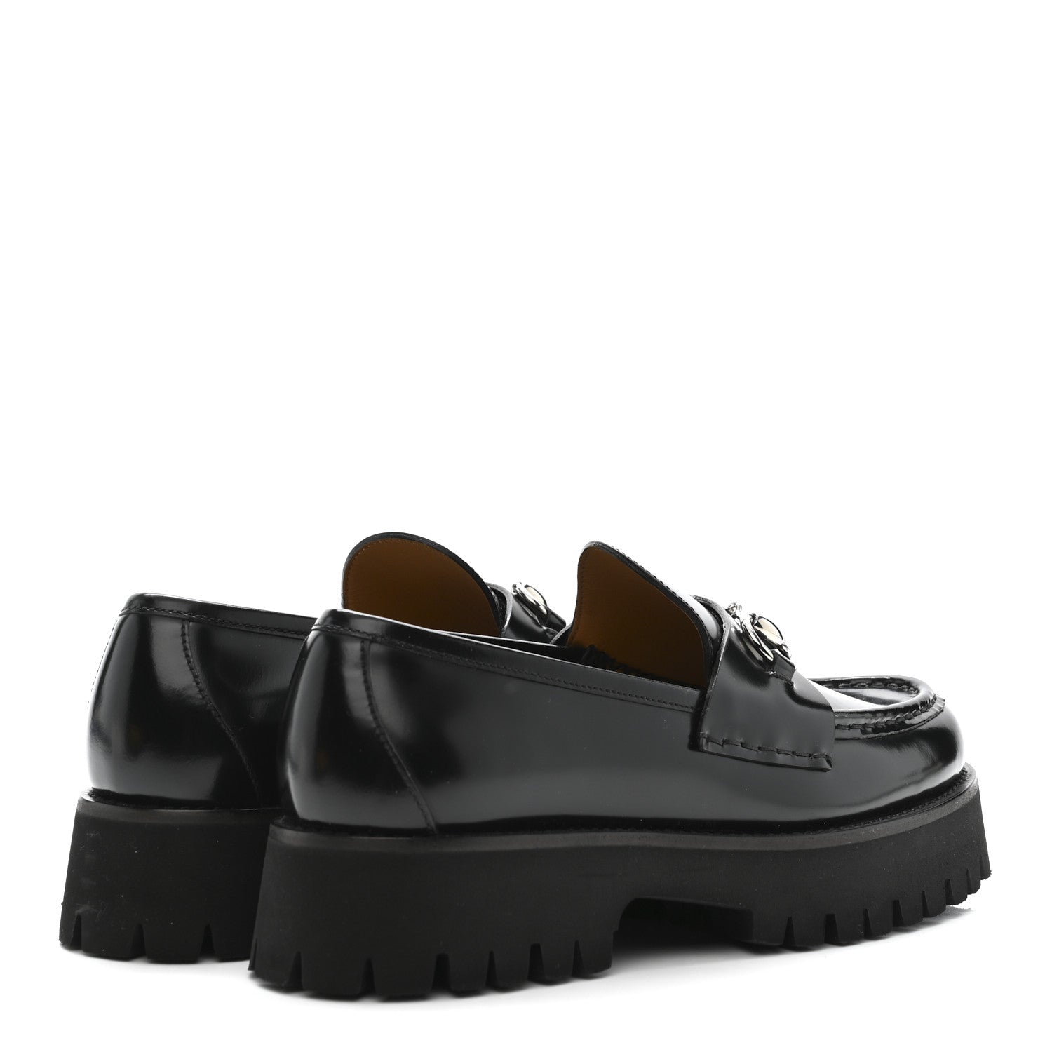 Gucci Cordovan Lux Womens Horsebit 45mm Platform Loafers 39.5 Black 5 of 11