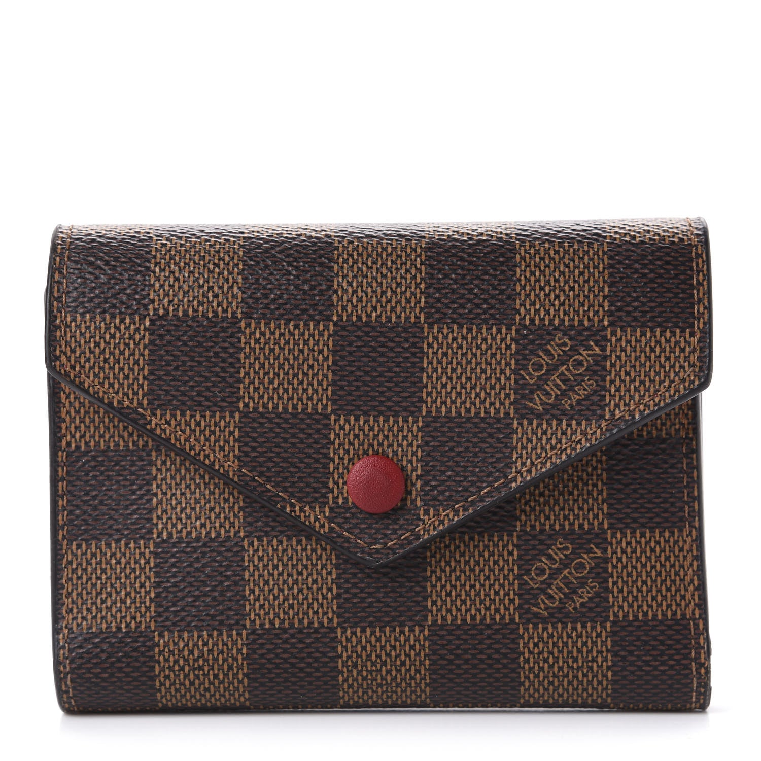 Louis Vuitton Damier Ebene Victorine Wallet Red 1 of 13