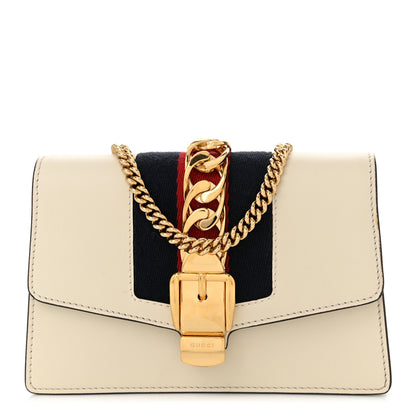 Gucci Calfskin Super Mini Sylvie Chain Shoulder Bag White 1 of 11