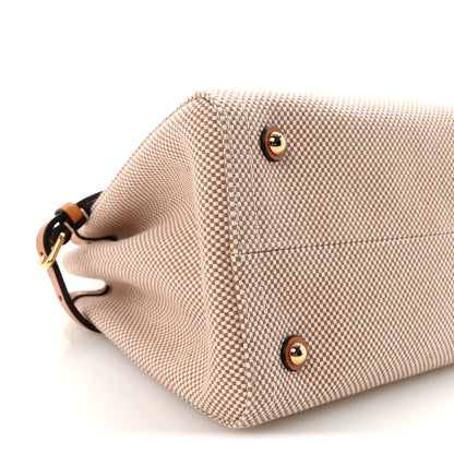 Valentino Garavani Jacquard Canvas Small Vlogo Antibes Shopping Bag Camel Natural 8 of 9