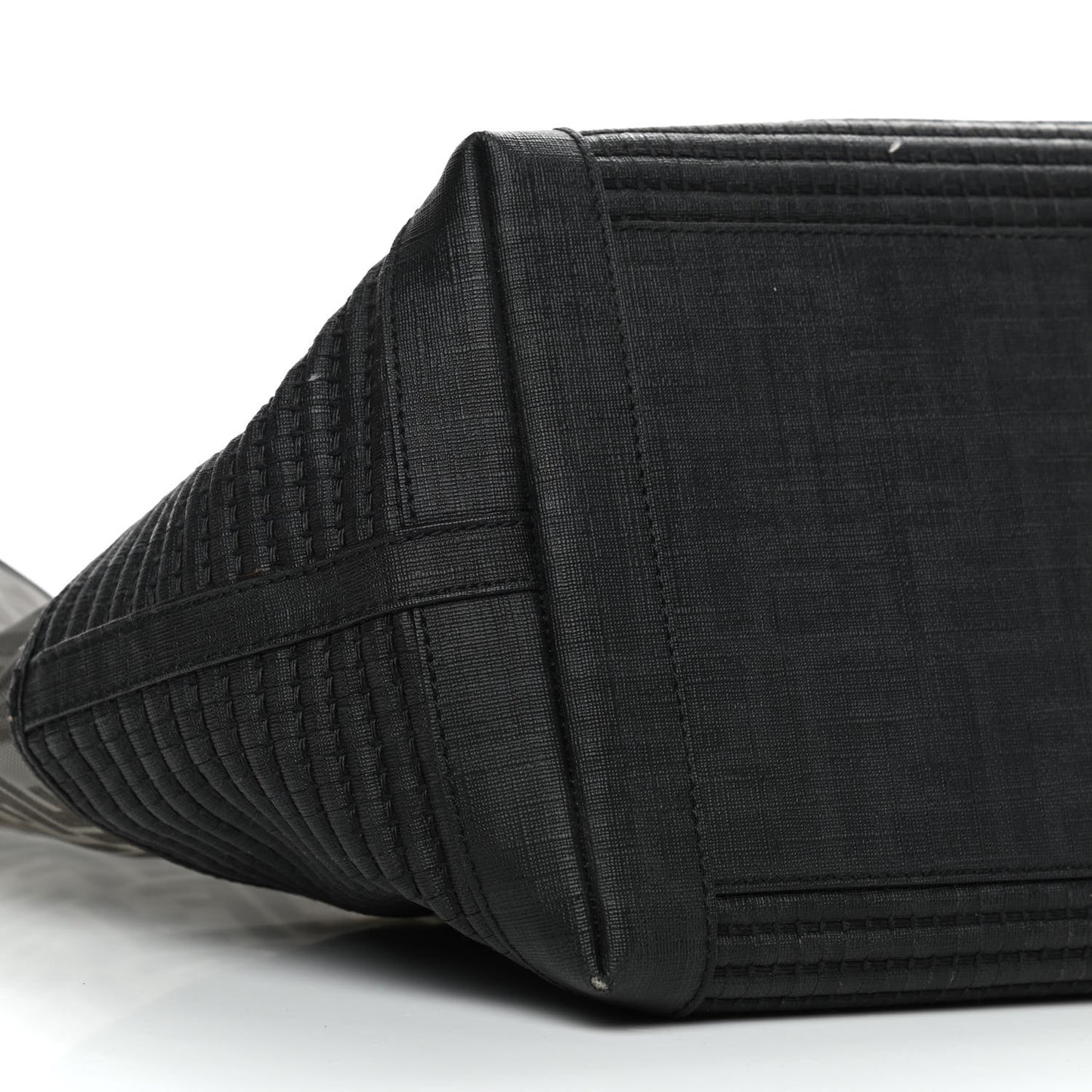 Mesh Glazed Fabric FF Shopping Tote Black