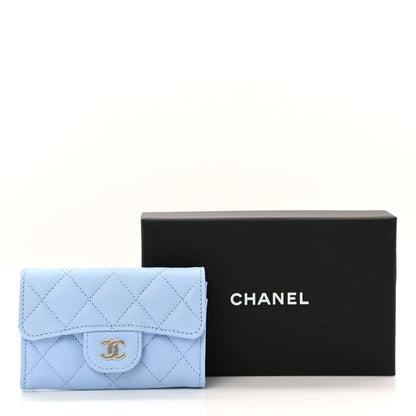 Chanel Caviar Quilted Flap Card Holder Wallet Light Blue 9 of 9
