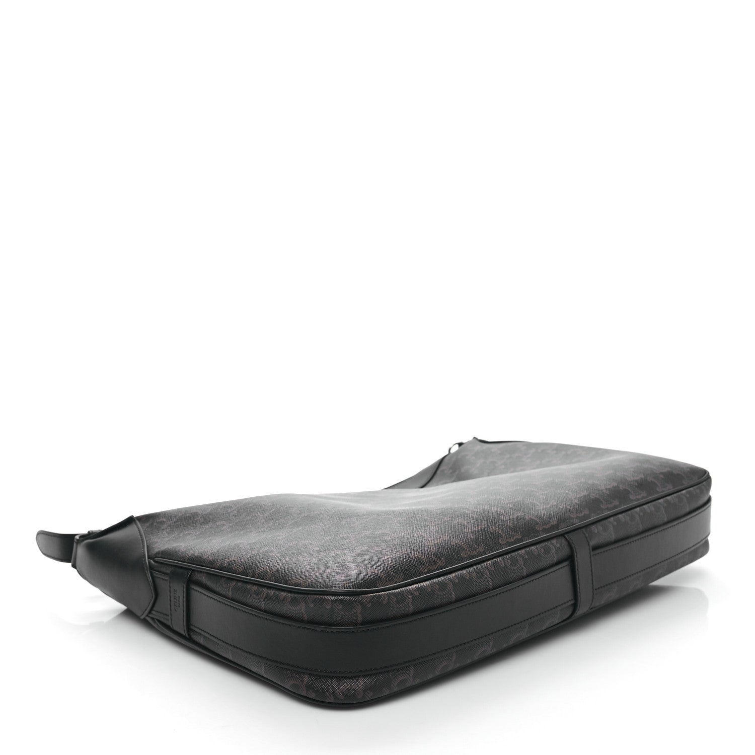 Celine Triomphe Canvas Calfskin Large Romy Shoulder Bag Black 4 of 10