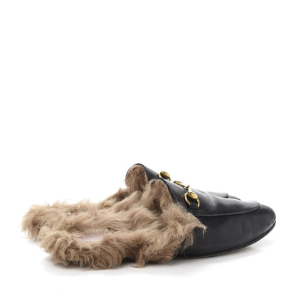 Gucci Calfskin Fur Womens Princetown Slippers 11.5 Black 4 of 6
