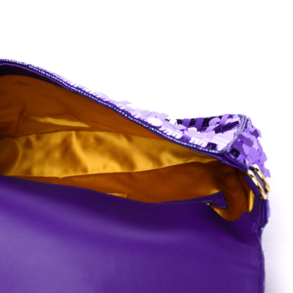 Fendi Sequin Paillettes Shiny Nappa Sex and the City Baguette Viola Purple Rain 5 of 8