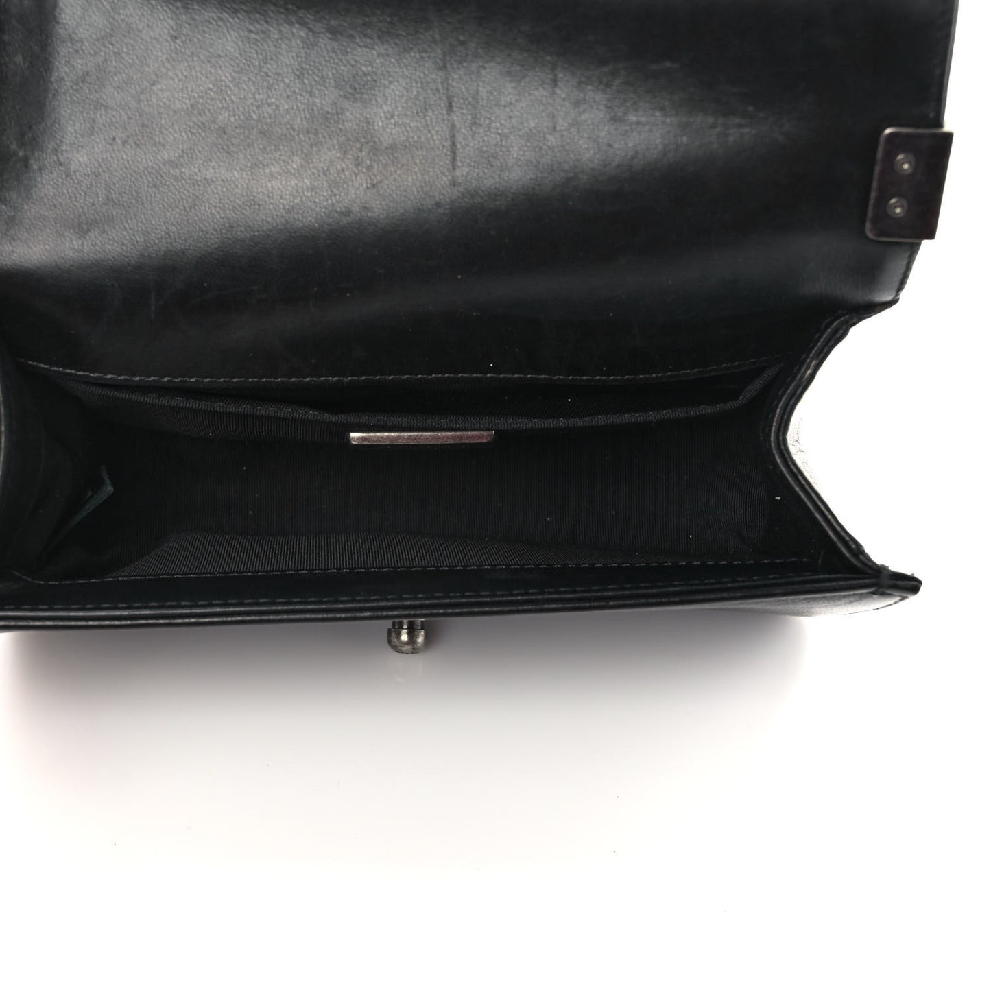 Calfskin Crystal Studded Small Studded Boy Flap Black