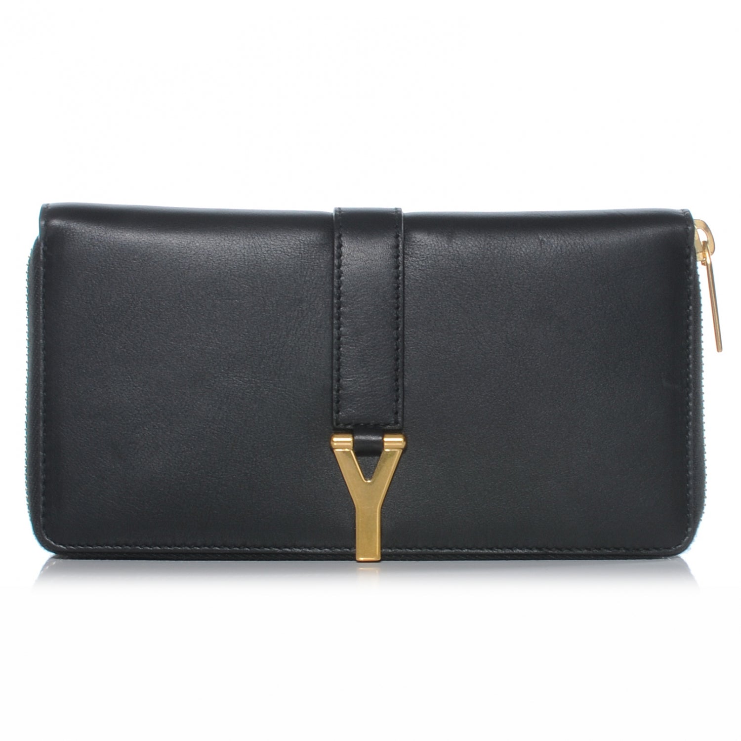 Saint Laurent Leather Y Line Zip Around Wallet Black 1 of 7
