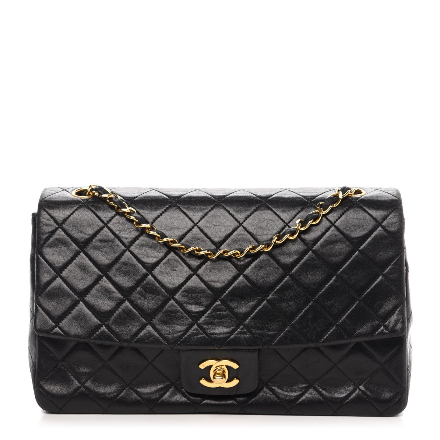 Lambskin Quilted Medium Single Flap Black