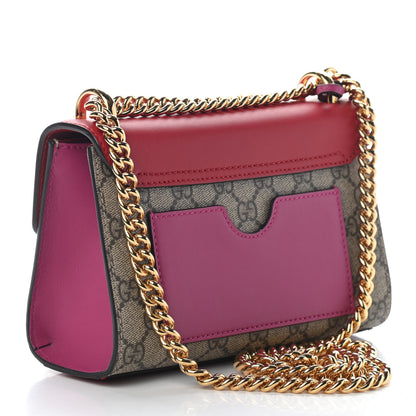 Gucci GG Supreme Monogram Calfskin Small Padlock Shoulder Bag Beige Hibiscus Red New Rosette 3 of 10