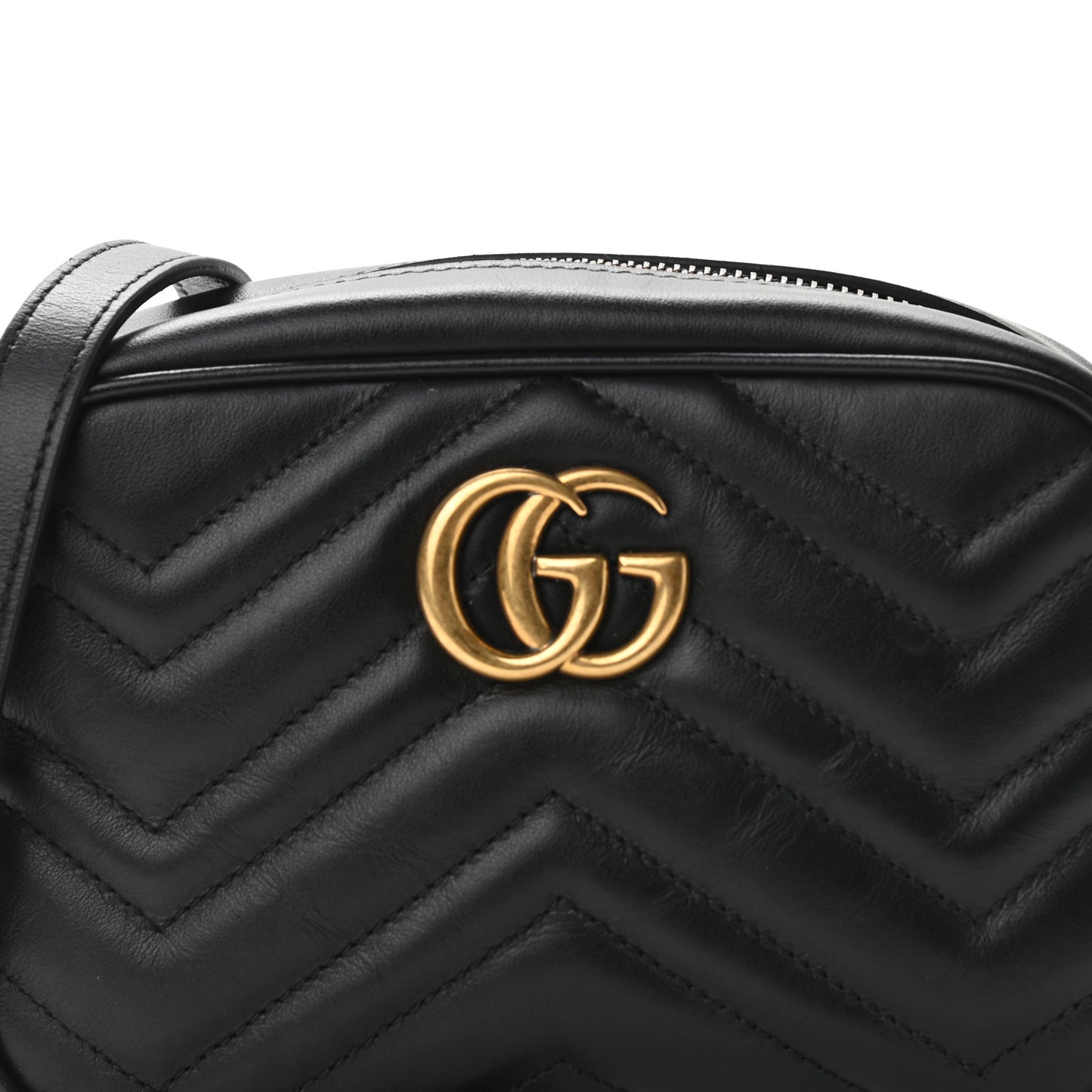 Calfskin Matelasse Mini GG Marmont Chain Shoulder Bag Black