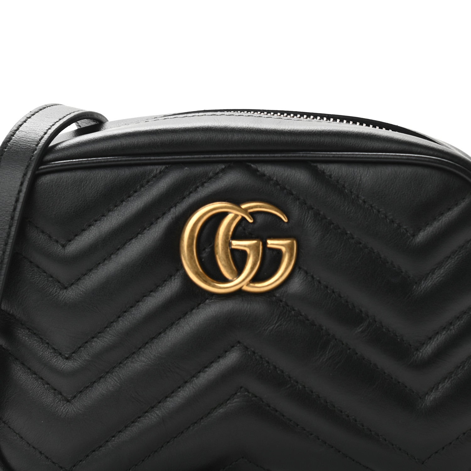 Gucci Calfskin Matelasse Mini GG Marmont Chain Shoulder Bag Black 8 of 10