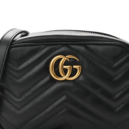 Gucci Calfskin Matelasse Mini GG Marmont Chain Shoulder Bag Black 8 of 10