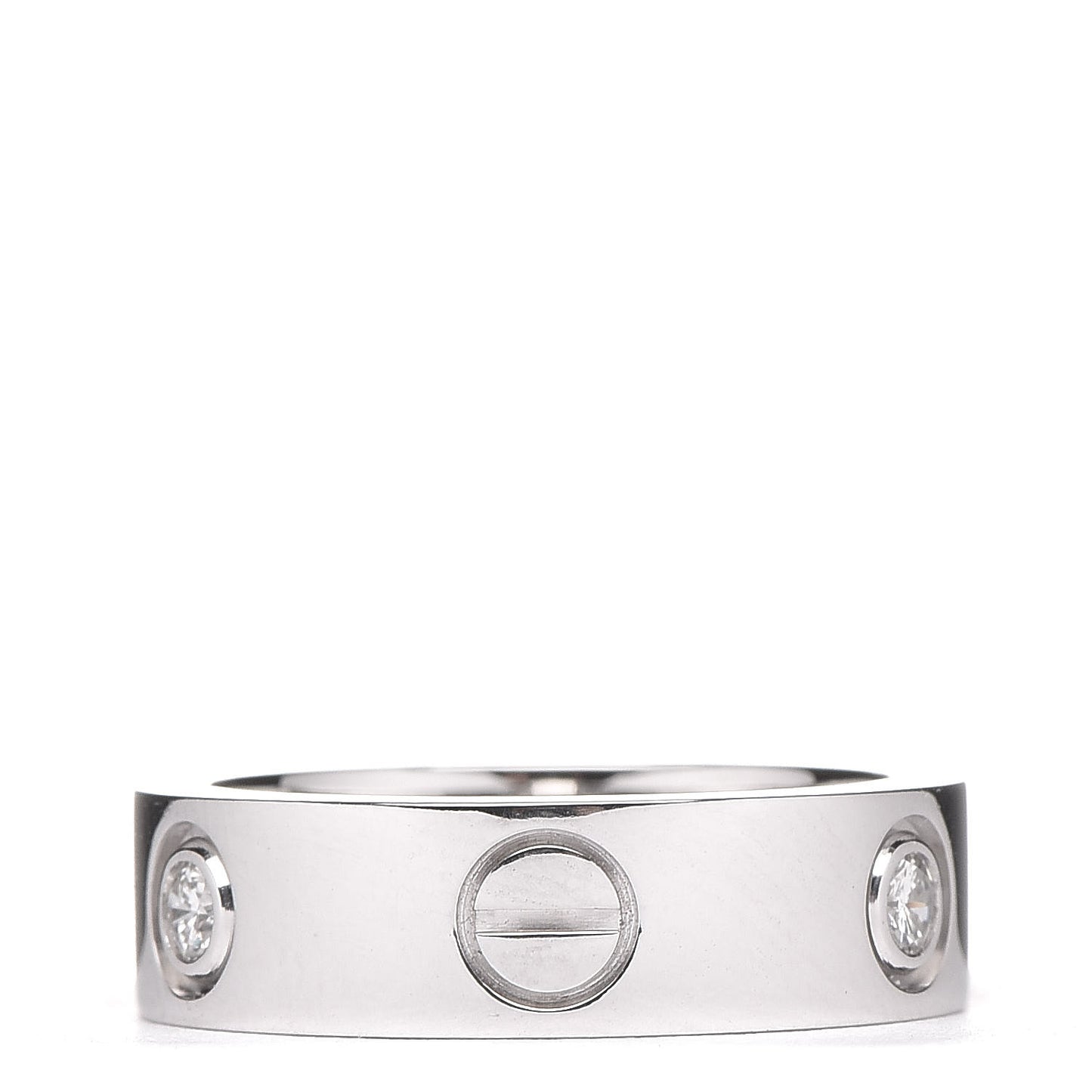 18K White Gold 3 Diamond 5.5mm LOVE Ring 50 5.25