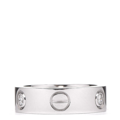 Cartier 18K White Gold 3 Diamond 5.5mm LOVE Ring 50 5.25 3 of 4