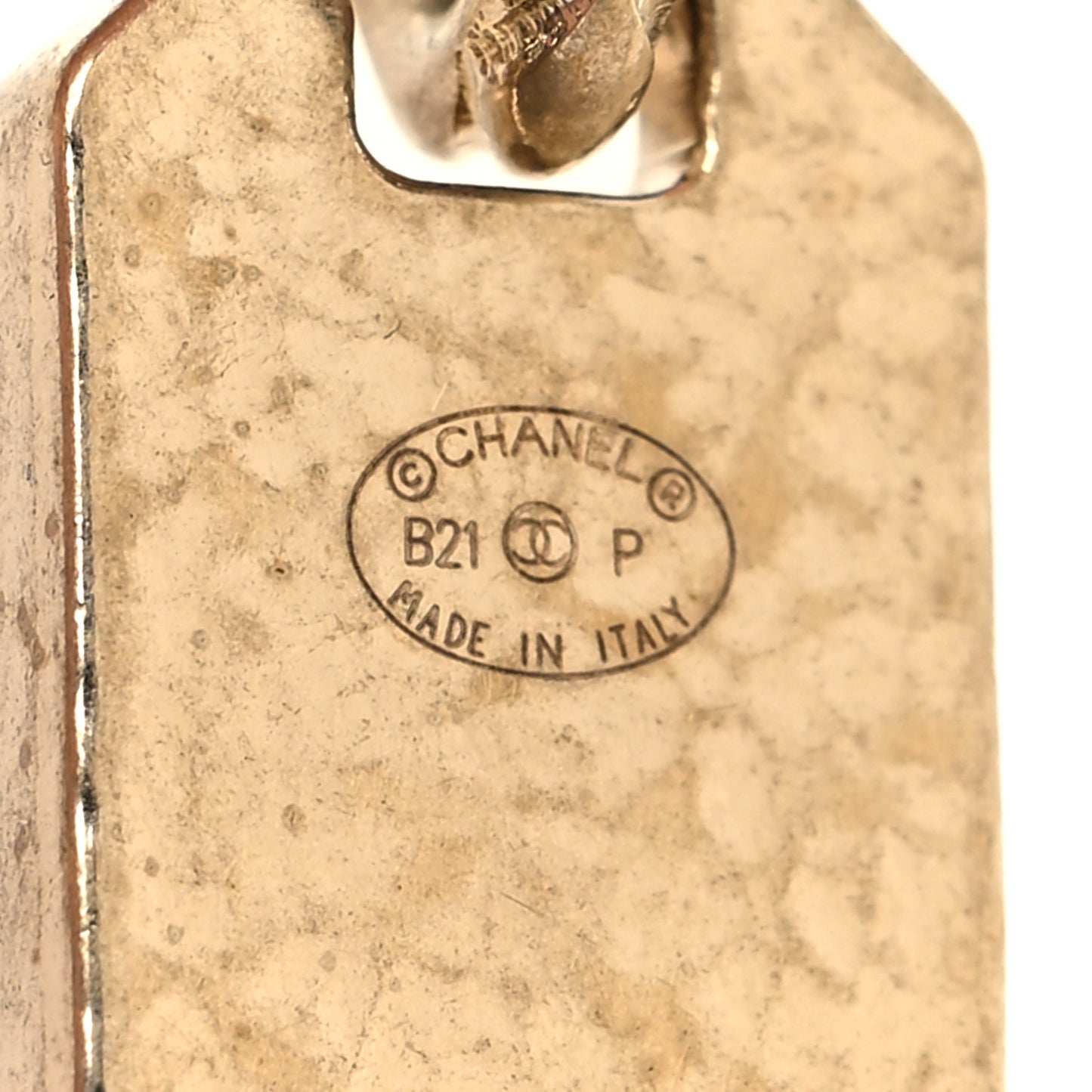 CC Tag Drop Earrings Gold