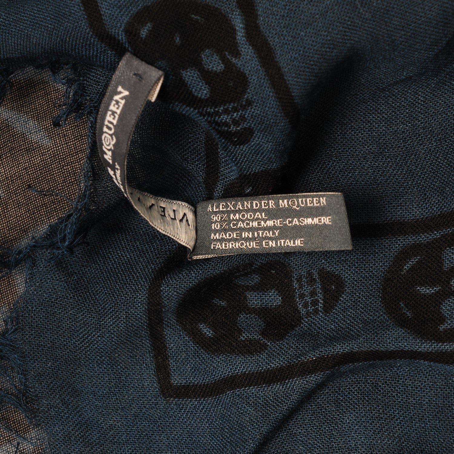 Alexander McQueen Modal Cashmere Skull Scarf Blue 5 of 5