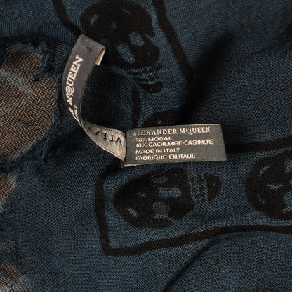 Alexander McQueen Modal Cashmere Skull Scarf Blue 5 of 5