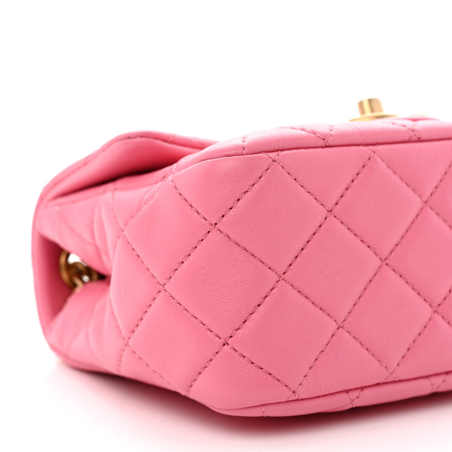 Lambskin Resin Quilted Mini Pearl Samba Square Flap Pink